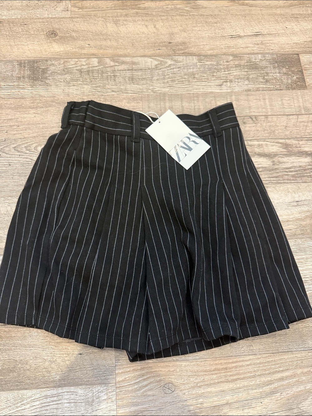 Zara Black Pinstripe High-Waist Shorts